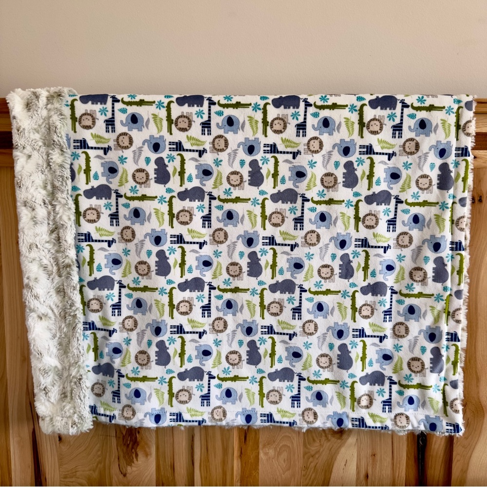 Animal Print Plush Minky Baby Blanket